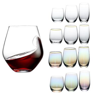 China Dishwasher Safe 12 Ounces Personalized Crystal Tumbler Glasses Custom Logo Stemless Wine Glasses for sale