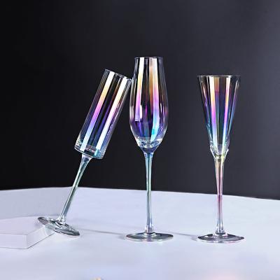 China Crystal Bulk stemware electroplating drink bubble wine champagne flute glass goblet colorful sparkling champagne glass for sale