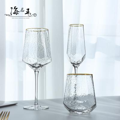 China Crystal Champagne Flutes Custom Hand Blown Long Stem Colored Champagne Flute Luxury Crystal Stemless Diamond Champagne Glass for sale