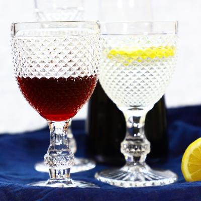 China Colored water goblets Hot selling vintage diamond decorative colorful goblets wholesale water clear medieval vintage goblet glass for sale