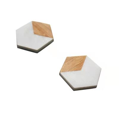 China Wine Coaster Marble Mosaic Sustainable Natural Marble Round Wood for sale