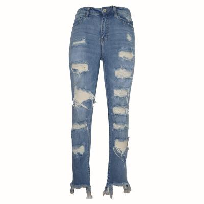 China W033 COTTON HIGH SPANDEX GIRLFRIEND breathable TORN HOLE jeans for women for sale