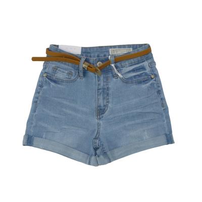 China LXY-W040 Breathable Wholesale Custom Made Denim High Waist With Belt Wash Nice Ladies Shorts for sale