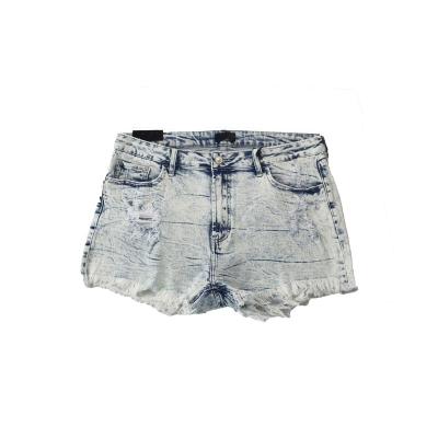 China LXY-W008 Breathable Acid Wash High Waist Ripped With Fringing Bottom Edge Shorts For Women Jeans for sale