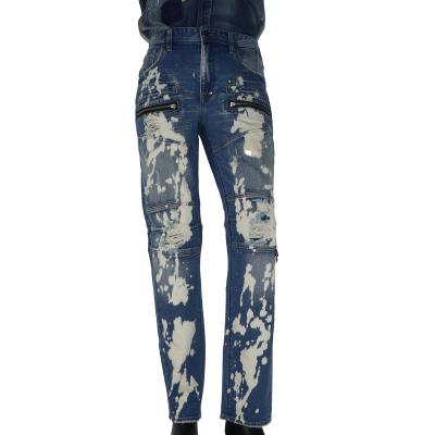 China Breathable High Quality Washing Paint Effect Wholesale Loose Spray Jeans LXY-M054 Men for sale