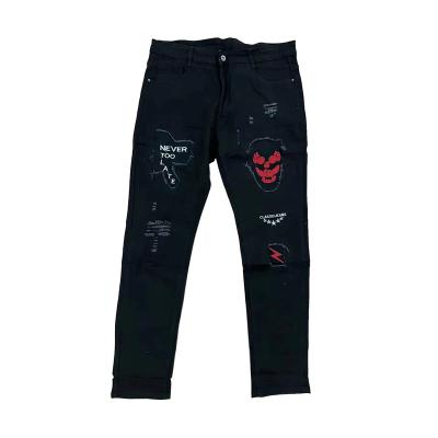 China New Arrival RTS-M006 Mid Waist Color Men Pants Casual Jeans Breathable Patchwork Embroidery for sale