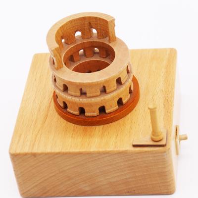 China Portable castle towen music box wooden bottom with custom melody for sale