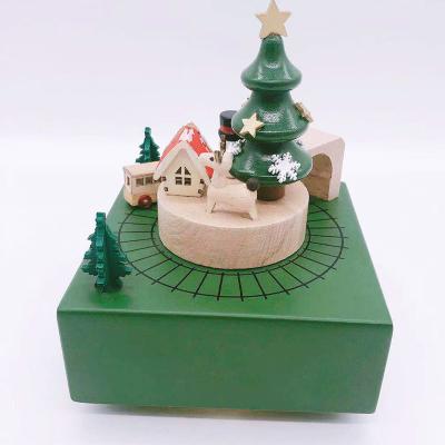 China Christmas Gift Portable Roller Coaster Wooden Music Box Moving Little Train for sale