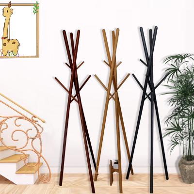 China Eco - Friendly Portable Tree Shaped Wooden Standing Coat Hanger Rack With Many Hooks for sale