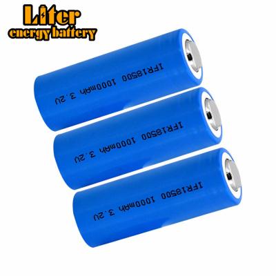 China Long cycle life lifepo4 lithium battery 18500 3.2v 1000mAh 2000mah high discharge rate battery cell for sale