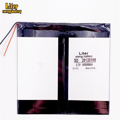 China Long Cycle Life 3 Line 3.7V 8000mAh 28120189 Li 30120190 Polymer Battery With PCB In Stock for sale