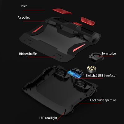 China 17 Inch 2021 New RGB Gaming Notebook Stand 3000 RPM Adjustable Powerful Airflow Cooling Pad 2021 Laptop Cooler For 12-17 Inch Laptop for sale