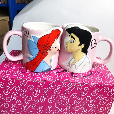 China Free Shipping Viable Free Shipping Ceramic Cartoon Coffee Mug Mug Beauty And The Beast Tea Mug Set Cute White Porcelain Mug for sale