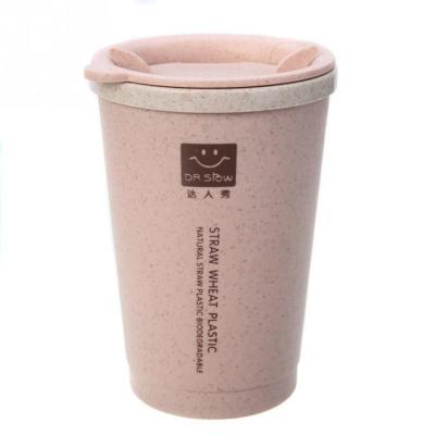 China 280ml Sustainable Wheat Fiber Straw Coffee Cup Double-Wall Insulation Mug Travel Mug for sale