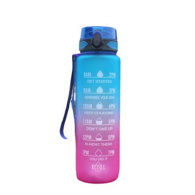 China Viable Free Shipping Colorful Progressive Jug BPA 1000ml Plastic Motivational Water Bottles Sports Gym With Timer For Feminine Girls for sale