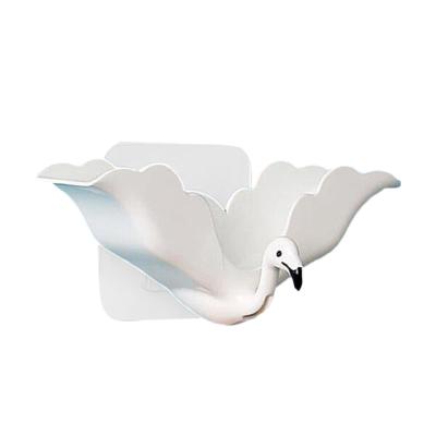 China Modern Wall Mounted Flamingo Soap Drain Suction Cup Soap Storage Shelf With Hook for sale