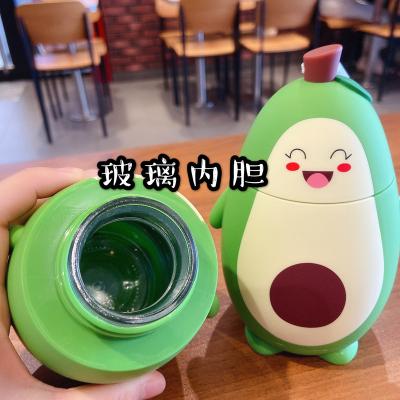 China 280ml Viable Silicone Water Bottle Cartoon Creative Glass Water Bottles Portable Kettle for sale