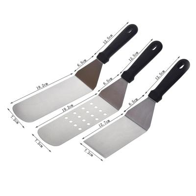 China Easily Cleaned Set of Free Shipping 304 Stainless Steel Griddle Fin Flat Surface Kitchen Tool Professional BBQ Grill Spatula and Scraper Set for sale