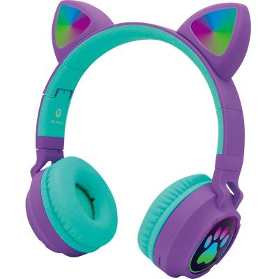 China New Style Headband Lovely Cute Adorable Catear Headphone Colorful Gradient LED Lights Children Wireless Cat Ear Headphones for sale