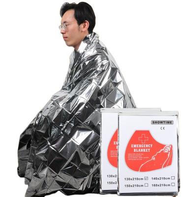 China PET Outdoor Rescue Silver First Aid Sunscreen Heat Preservation Thermal Blanket 130*210cm for sale