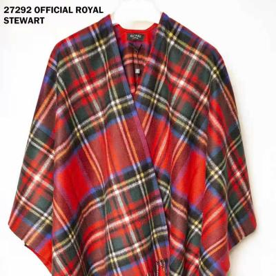 China Retention Warm Latest Style Woolen Plaid Scarf Cape Autumn Winter English Lady Sheer Coat for sale