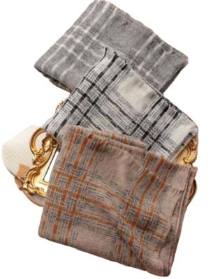 China European American Custom Fleece Scarf Winter Warm Logo Printed Checked Cashmere Checked Scarves for sale