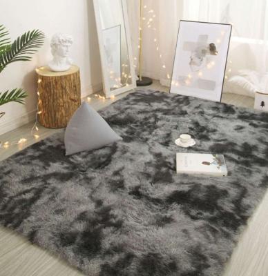 China Soft Washable Rugs Gray Long Pile And Custom Gray Gradient Faux Fur Designer Living Room Modern Blankets Rug In Matta for sale