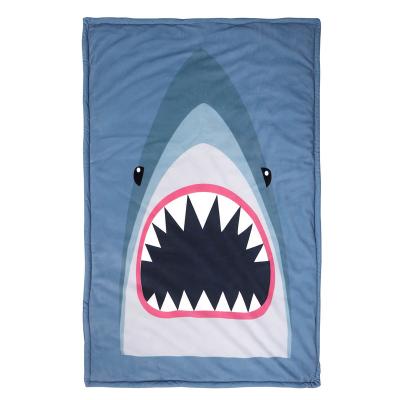 China Leisure Portable Foldable Comfortable Shark Print Cuddle Animal Winter Add Wool Thickening Plug Quilt Baby Blanket For Hotel Travel for sale