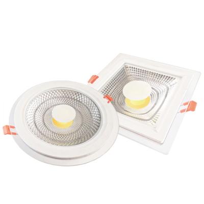 China Modern COB Round / Square 5W 7W 10W 15W 24W Panel Downlight Glass Ceiling Recessed Indoor Lamps for sale