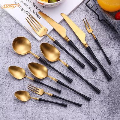 China Sustainable Knife and Steak Fork Custom Metal Chopsticks Gold Spoon Fork Set for sale