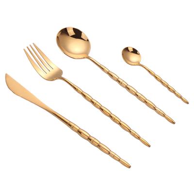 China New Design Stainless Steel 304 Handle Flatware Set High Quality Viable Fork And Spoon for sale