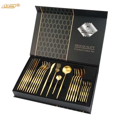 China Sustainable Restaurant Flatware Set Stainless Steel Spoons Fork Knife Stainless Steel Gold Cutlery for sale