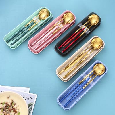 China Travel Sustainable High Quality Cutlery Portable 2 Pcs Dinnerware Set Spoon And Chopstick Set for sale