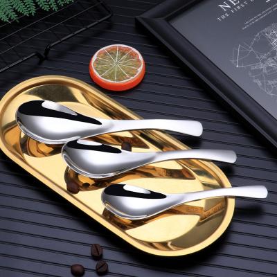 China Various Size 304 Stainless Steel Sustainable Rice Spoon Ribbon Soup Spoon for sale