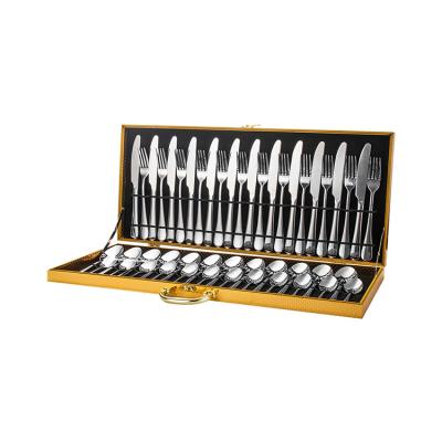 China Viable Cutlery Set Wooden Box Knife Fork Spoon Set Wedding Set With Gift Box for sale