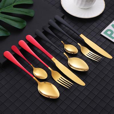 China Viable Steak Cutlery Stainless Steel Flatware Set Knife and Fork Spoon Sets Cookware Sets for sale