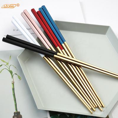 China Wholesale Metal Viable Pvd 304 Stainless Steel Colorful Reusable Chinese Chopsticks Set for sale