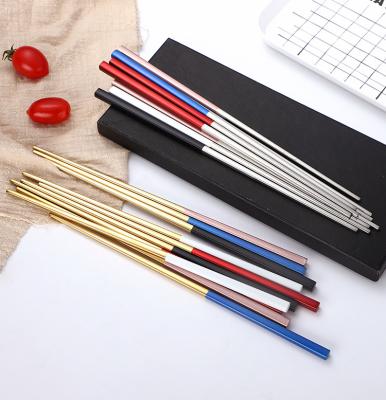 China Reusable Stainless Steel Logo Metal OEM Chopsticks Korean Stainless Steel Chopsticks For Sushi Wedding Gift Souvenirs for sale