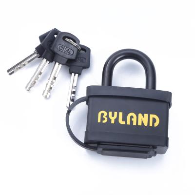 China Waterproof Black Waterproof Case Handle Quality Bike Plastic Padlock With Key Lock for sale