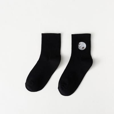 China Sporty High Quality No Minimum Unisex Crew Plain Knit Embroidery Logo Socks Custom Embroidered Socks Custom Embroidered Socks for sale