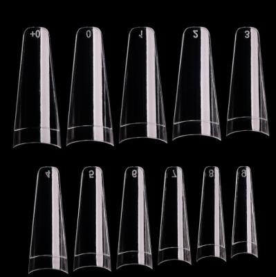 China Easy Apply New Style Long French Coffin Nail Tips Long Natural Clear Fake Nails Artificial Nail Art Tips for sale