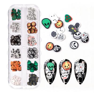 China Easy Apply Ghost Pumpkin Skull Nail Art Decoration Sticker Halloween Series 12 Styles Nail Accessories DIY for sale