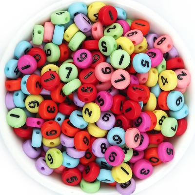 China Jewelry Making Acrylic Number Loose Beads Mixed Color Arabic Numeral Square Beads Flat Round Beads DIY Hand Jewelry Accessories for sale