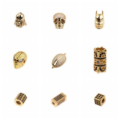 China Various METAL Metal Bracelet Beads Micro Inlay Zircon Alloy Beads Accessories Diy Bracelet Connector for sale