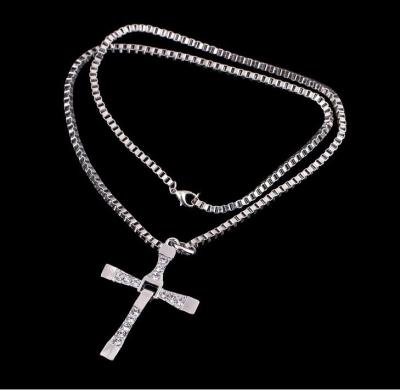 China Crystal The Fast And The Furious Cross Crystal Necklace Sweater Chain Necklace for sale