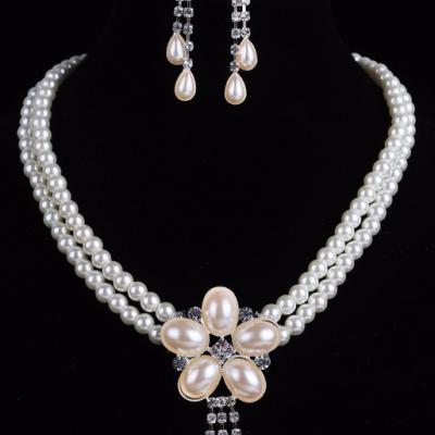 China Wholesale PEARL Bridal Jewelry Set Fashion Rhinestone Bridal Jewelry Personalized Imitation Pearl Set for sale