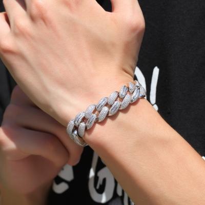 China Fashionable DEF jewelry custom 925 sterling silver pure moissanite diamond hip hop bracelets for sale