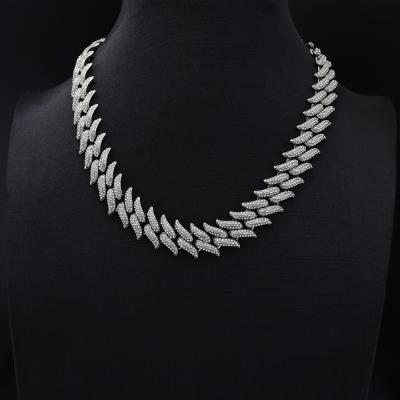 China The latest Hiphop fork chain link 925 silver moissanite lab heavy bling Cuban diamond necklace for sale