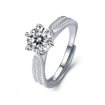 China CLASSIC 925 silver jewelry ladies silver engagement ring jewelry with moissanite hearts and arrows ring for sale