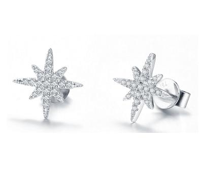 China Luxury Wholesale 925 Sterling Silver Fashionable Moissanite Diamond Snowflake Stud Earrings Romantic Jewelry for sale